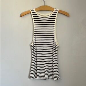 ADAY "Dare to Layer"  Black and White Striped tank Top.  Size XS